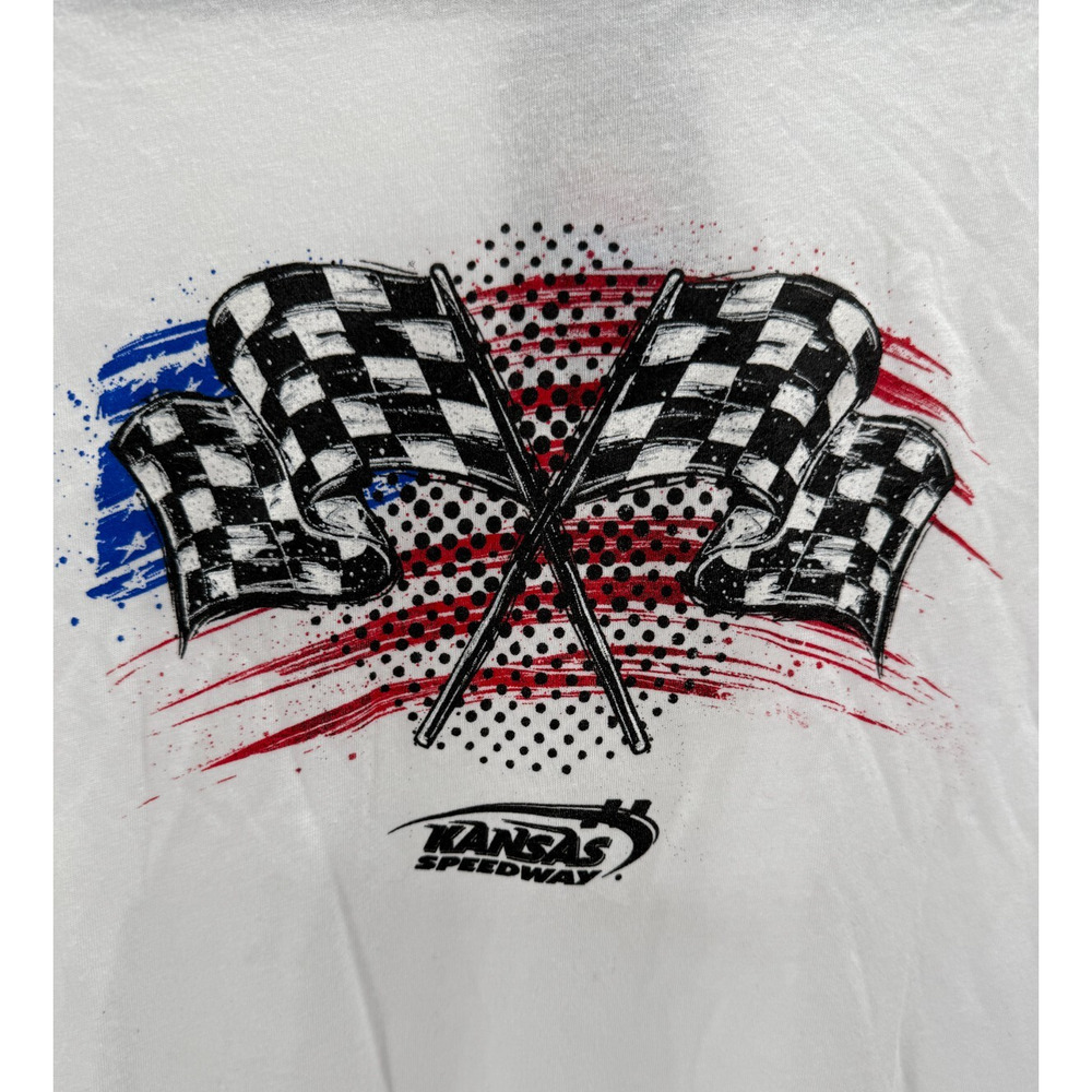 Nascar T Shirt White Checkered Flags Womens Size Large Short Sleeve New - Picture 2 of 7